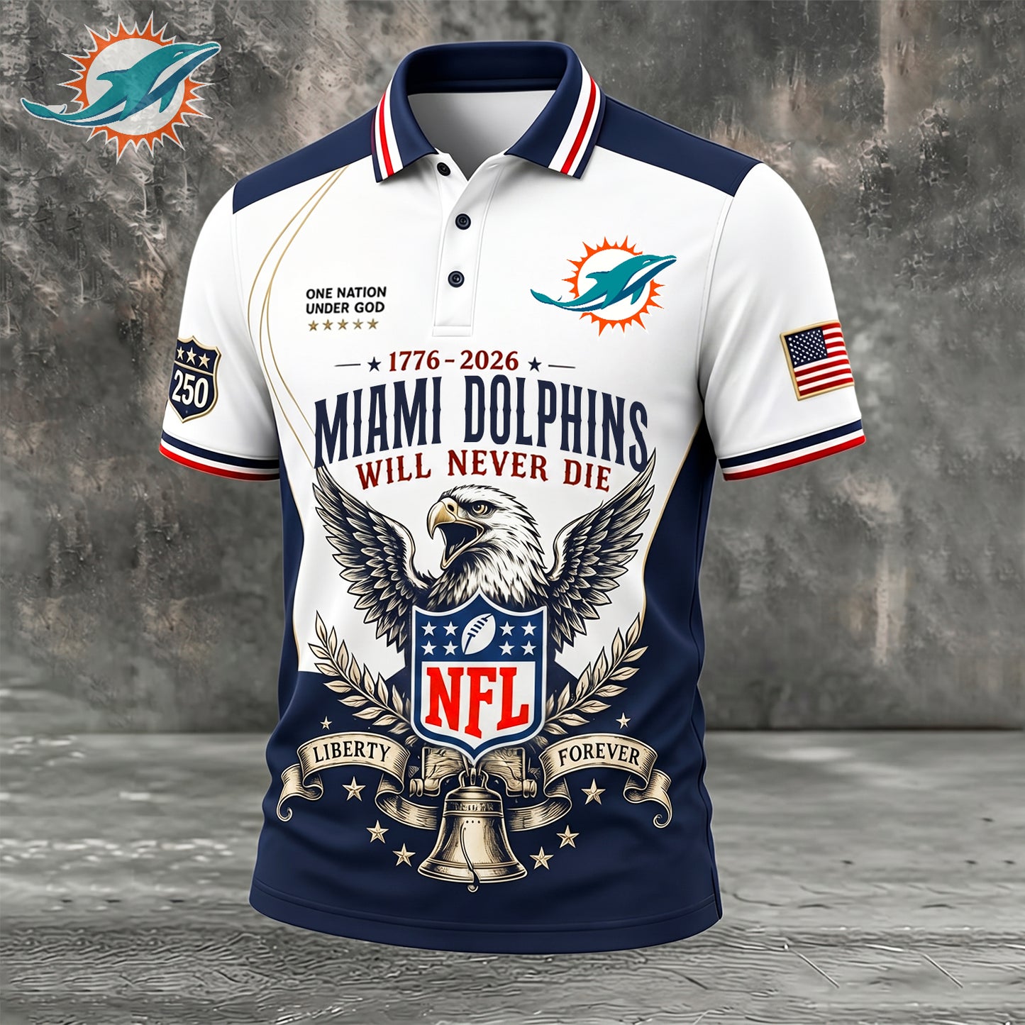 PREMIUM NFL x MIA EXCLUSIVE 250 Years Anniversary Of Freedom POLO SHIRT 290626
