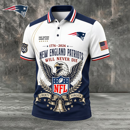 PREMIUM NFL x NE EXCLUSIVE 250 Years Anniversary Of Freedom POLO SHIRT 290626
