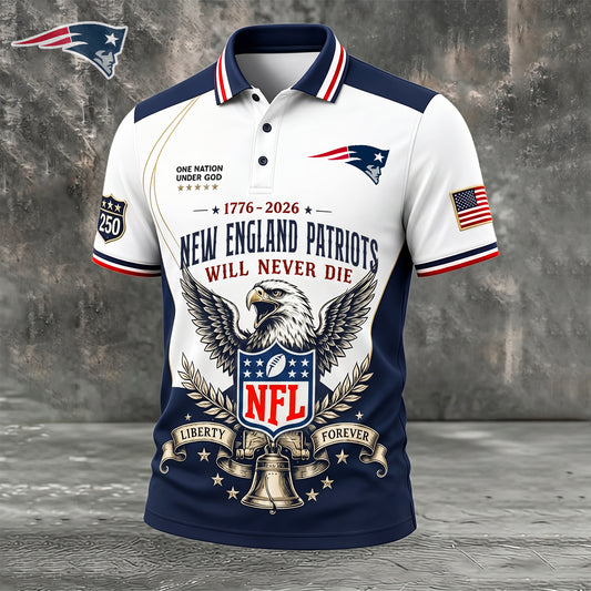PREMIUM NFL x NE EXCLUSIVE 250 Years Anniversary Of Freedom POLO SHIRT 290626