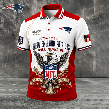 PREMIUM NFL x NE EXCLUSIVE 250 Years Anniversary Of Freedom POLO SHIRT 290626