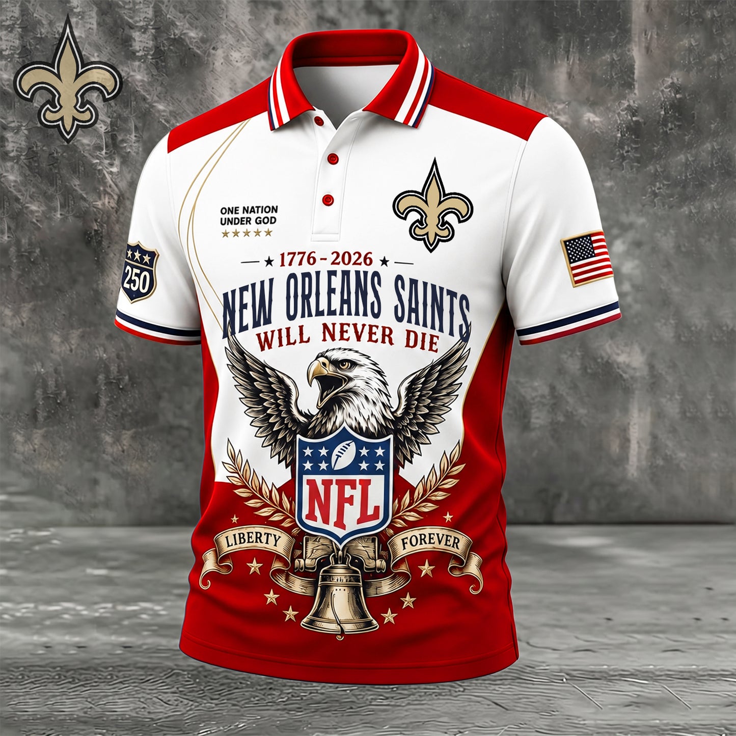 PREMIUM NFL x NO EXCLUSIVE 250 Years Anniversary Of Freedom POLO SHIRT 290626