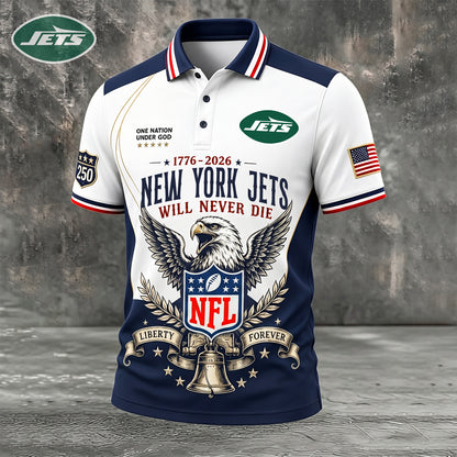 PREMIUM NFL x NYJ EXCLUSIVE 250 Years Anniversary Of Freedom POLO SHIRT 290626