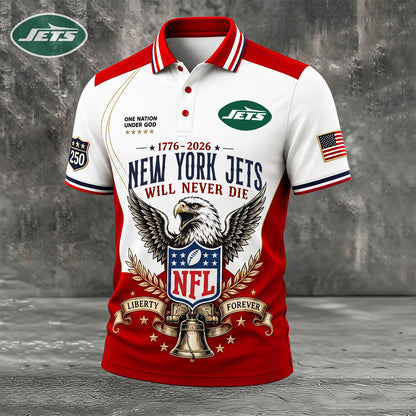 PREMIUM NFL x NYJ EXCLUSIVE 250 Years Anniversary Of Freedom POLO SHIRT 290626