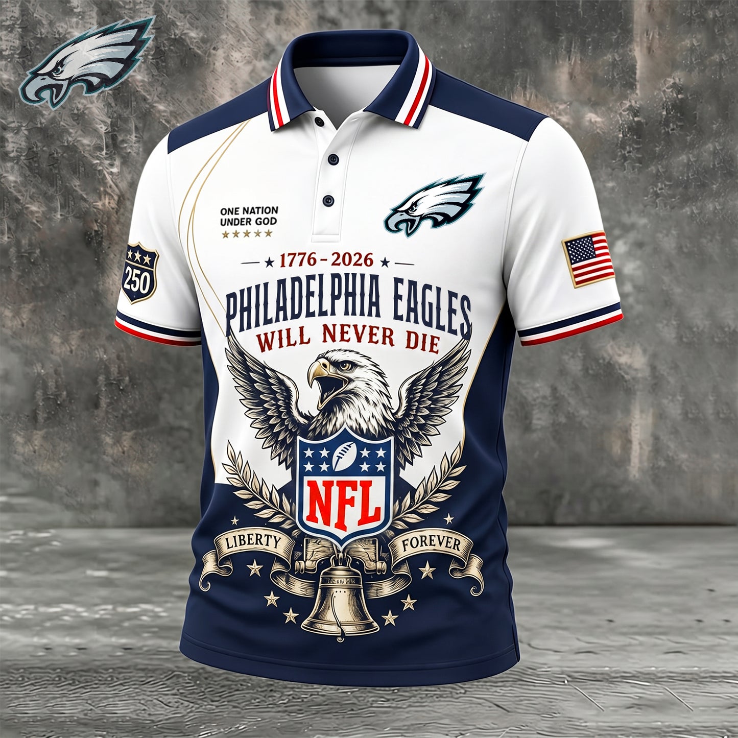 PREMIUM NFL x PHI EXCLUSIVE 250 Years Anniversary Of Freedom POLO SHIRT 290626