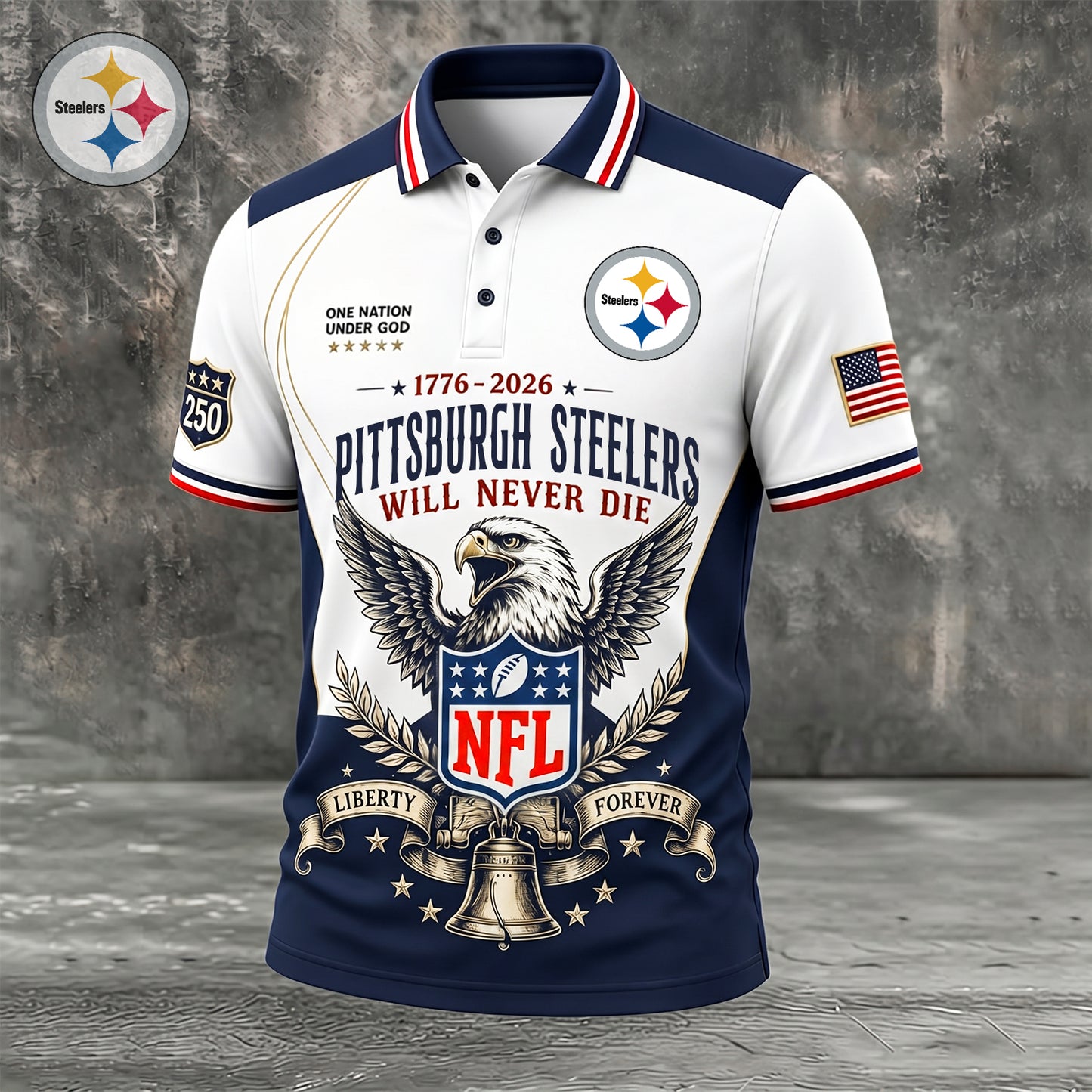 PREMIUM NFL x PIT EXCLUSIVE 250 Years Anniversary Of Freedom POLO SHIRT 290626