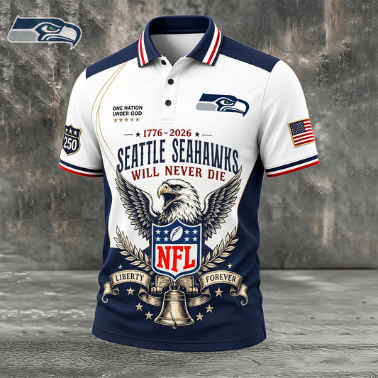 PREMIUM NFL x SEA EXCLUSIVE 250 Years Anniversary Of Freedom POLO SHIRT 290626