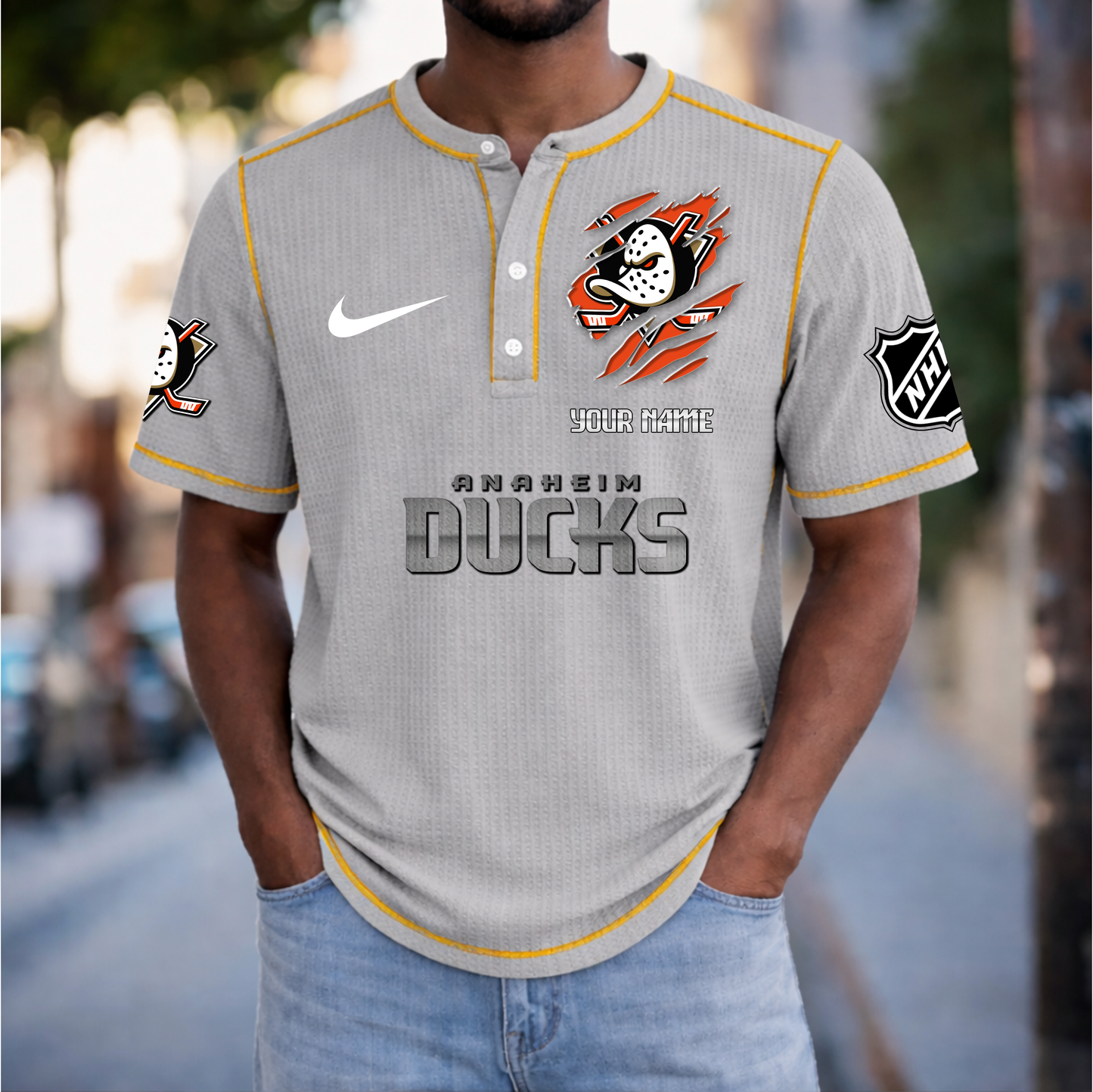 PREMIUM NHL X AD Crew neck button Henry Shirt Limited Editions NDT VHM 20426