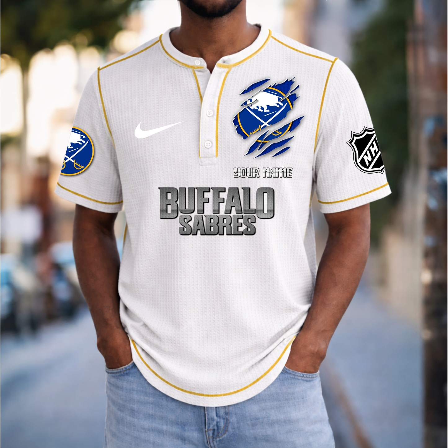 PREMIUM NHL X BS Crew neck button Henry Shirt Limited Editions NDT VHM 20426