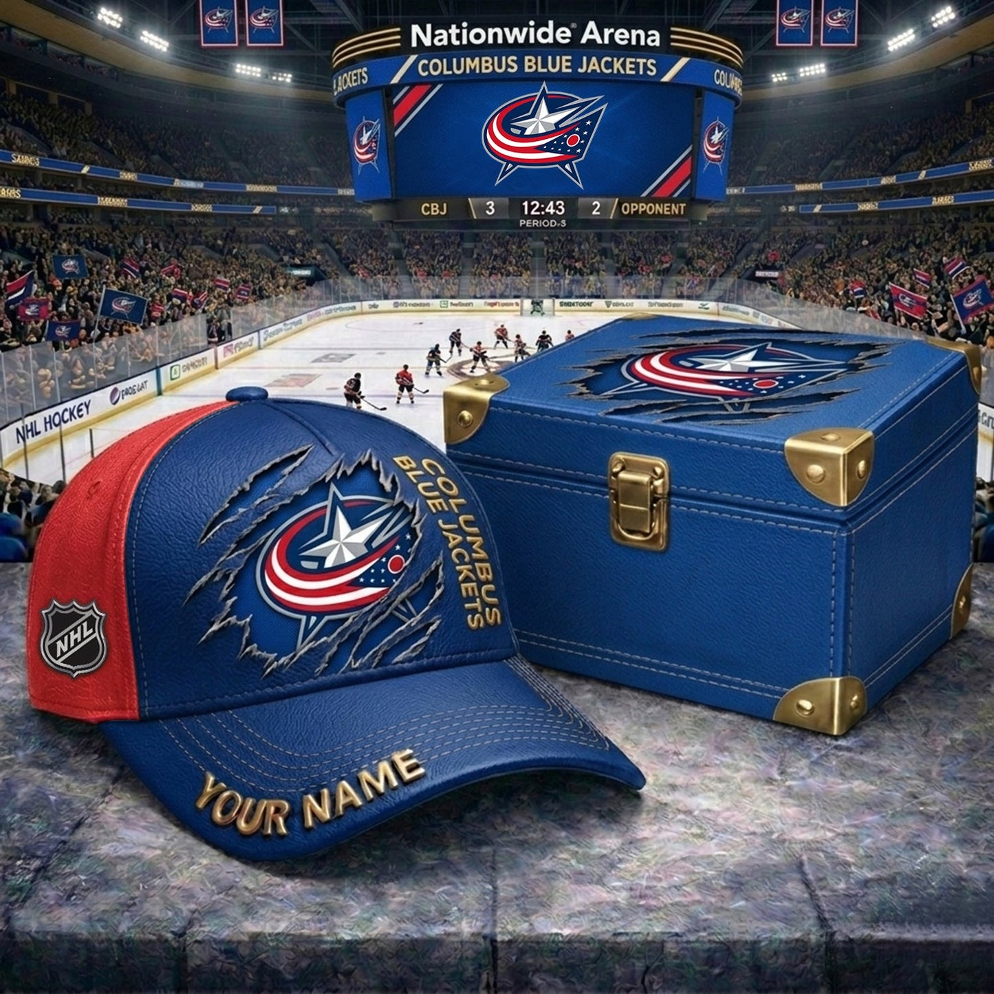 PREMIUM NHL X CBJ CRACK CUSTOM NAME HAT NDT NHM 160426