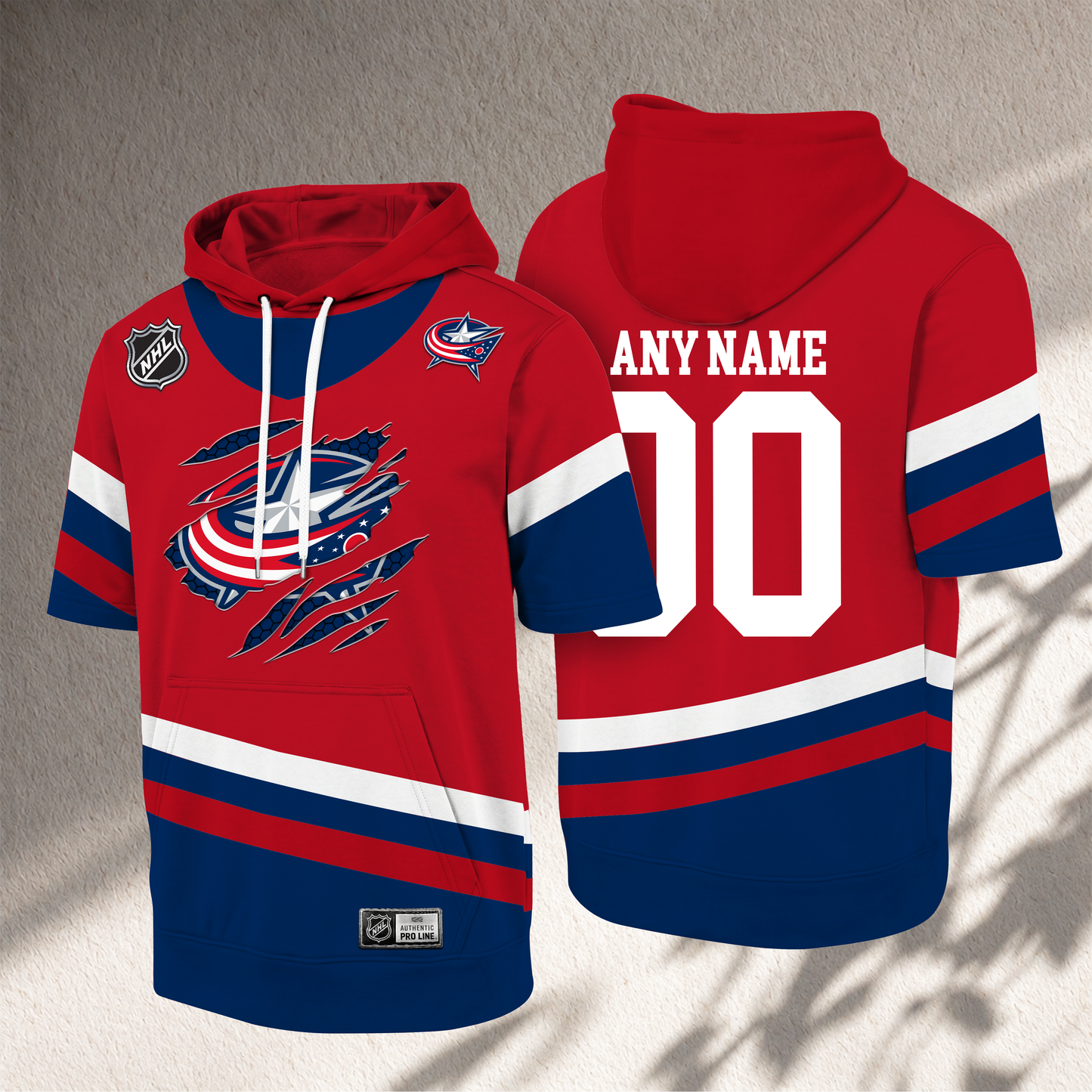 PREMIUM NHL X CBJ CRACK Short Sleeve Hoodie SHIRT NDT VHM 150526