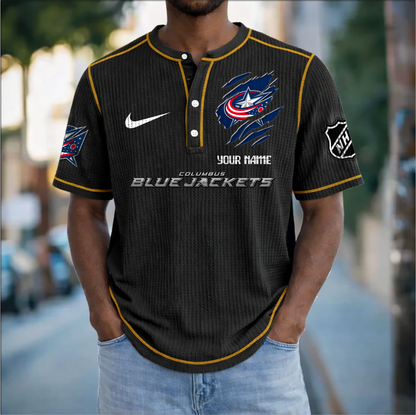 PREMIUM NHL X CBJ Crew neck button Henry Shirt Limited Editions NDT VHM 20426