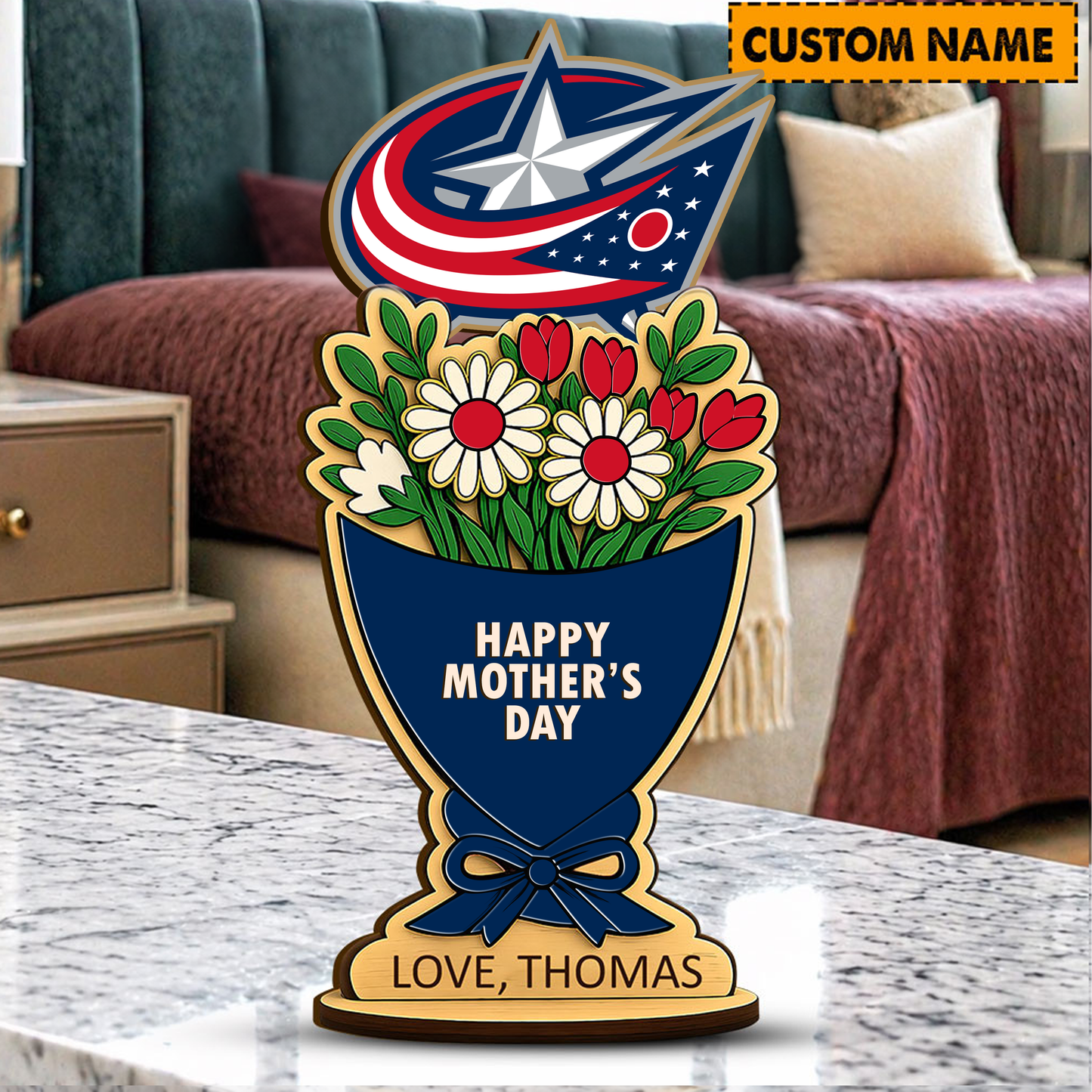 PREMIUM NHL X CBJ Custom Name Happy Mother's Day Wooden Plaque Gifts For Fan NDT VHM 170426