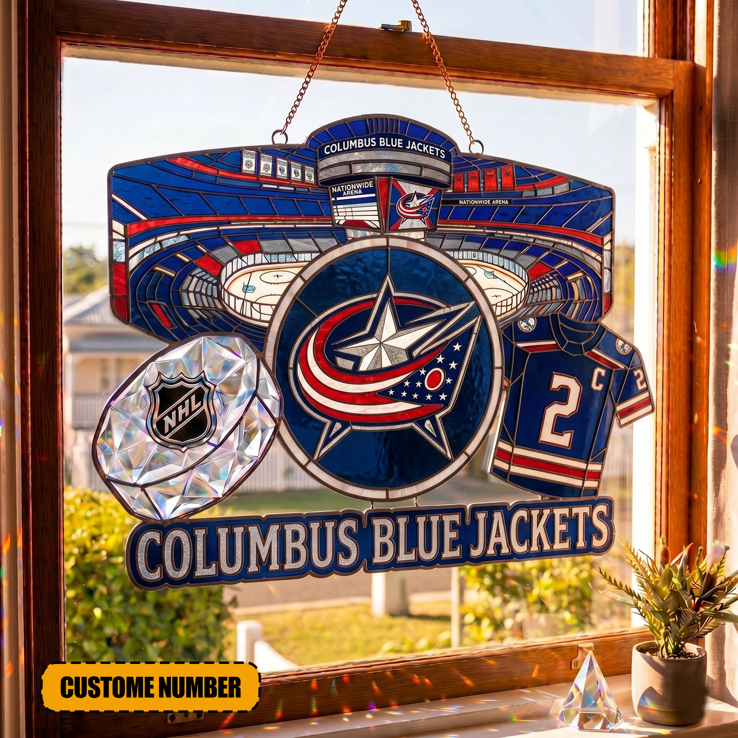 PREMIUM NHL  X CBJ Suncatcher Custom  Name  Limited Edition NDT VHM 240426