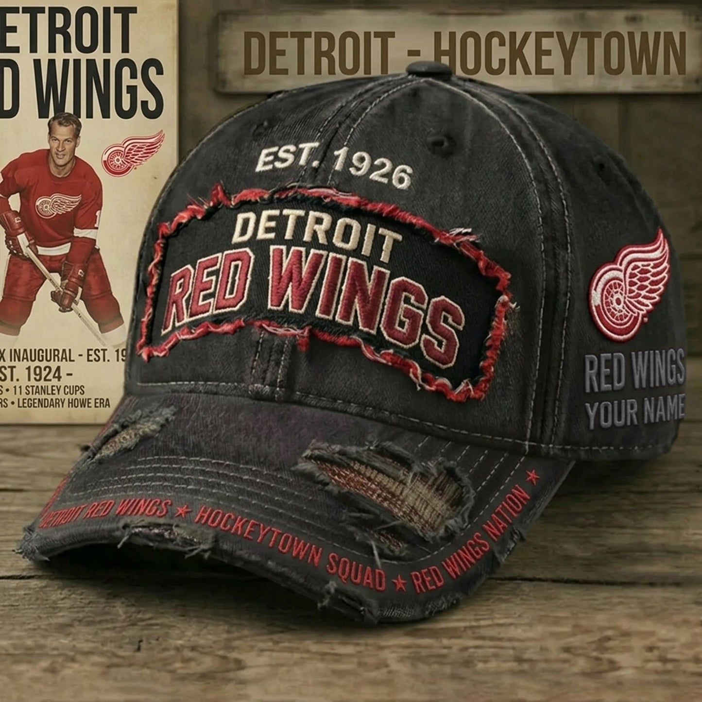 PREMIUM NHL X DRW Denim Washed Custom Name HAT NDT NHM 050526