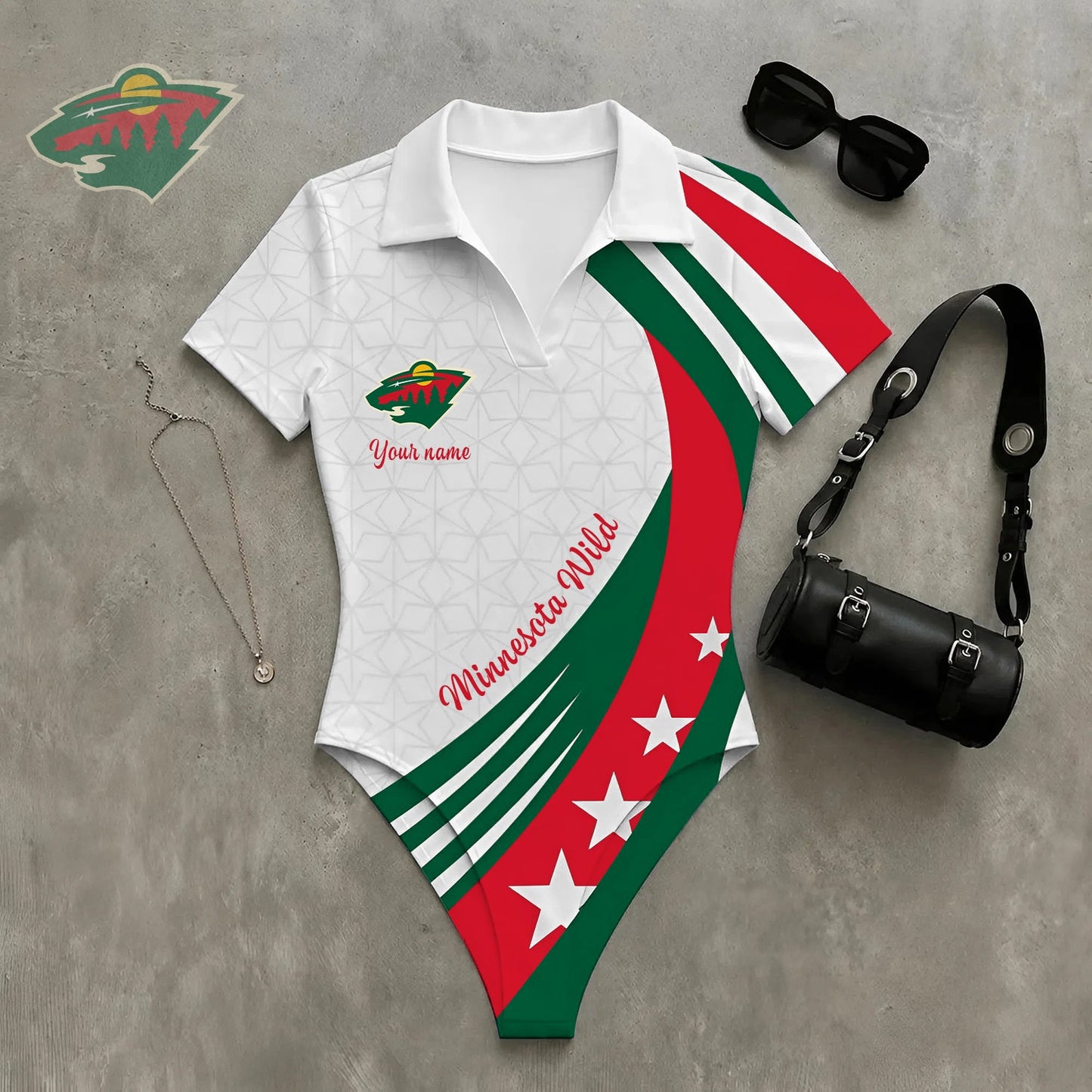 PREMIUM NHL X MW WomenŸ??s Slim-Fit V-Neck Polo Bodysuit NDT NHM 270526