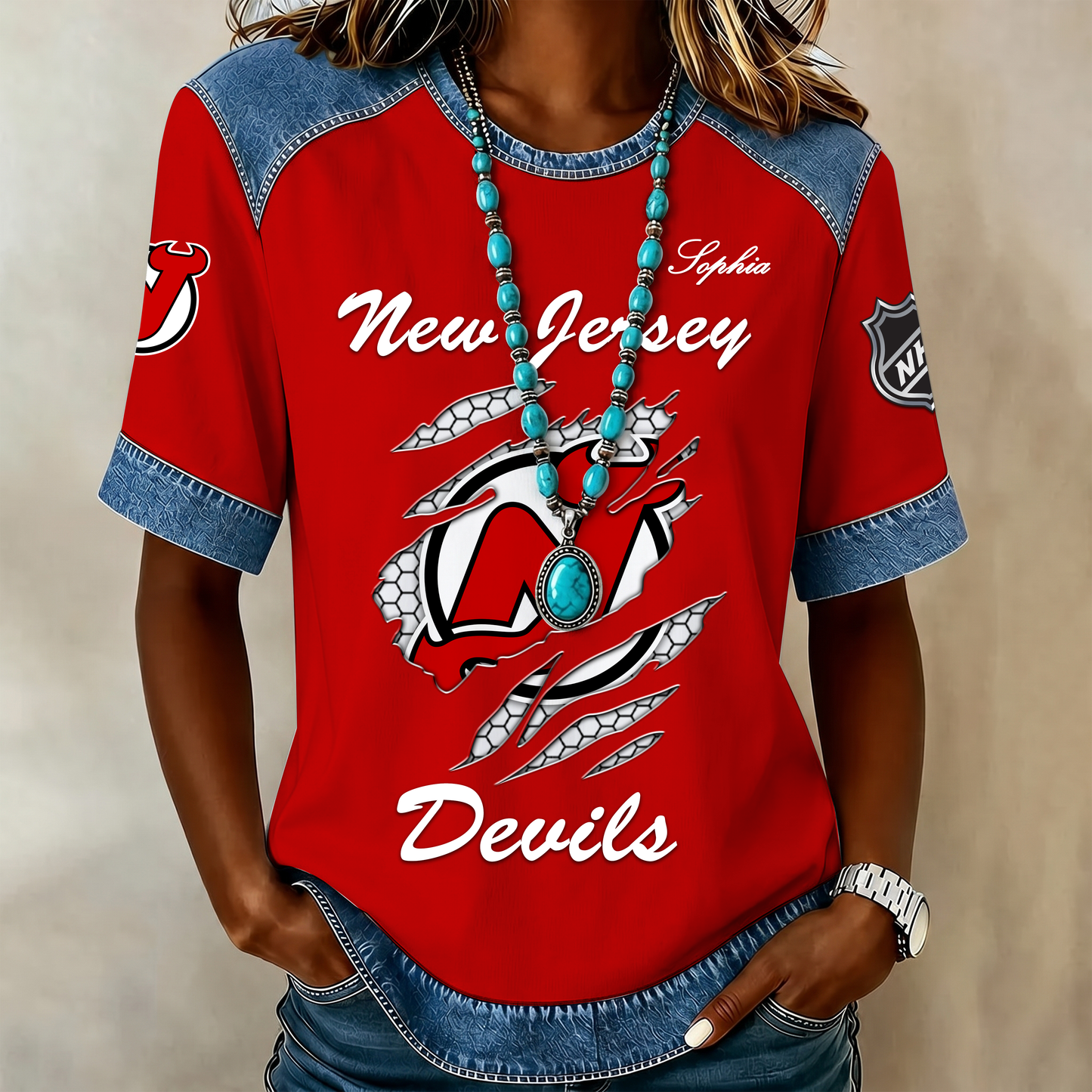 PREMIUM NHL X NJD Women Retro T Shirt Custom Name Limited Edition NDT VHM 190526