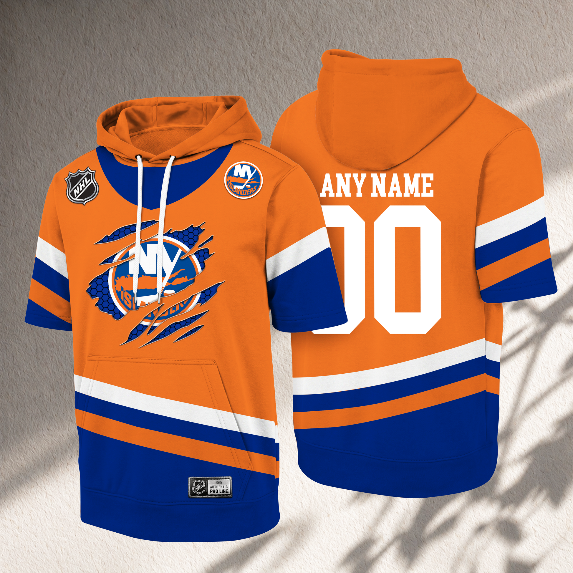 PREMIUM NHL X NYI CRACK Short Sleeve Hoodie SHIRT NDT VHM 150526
