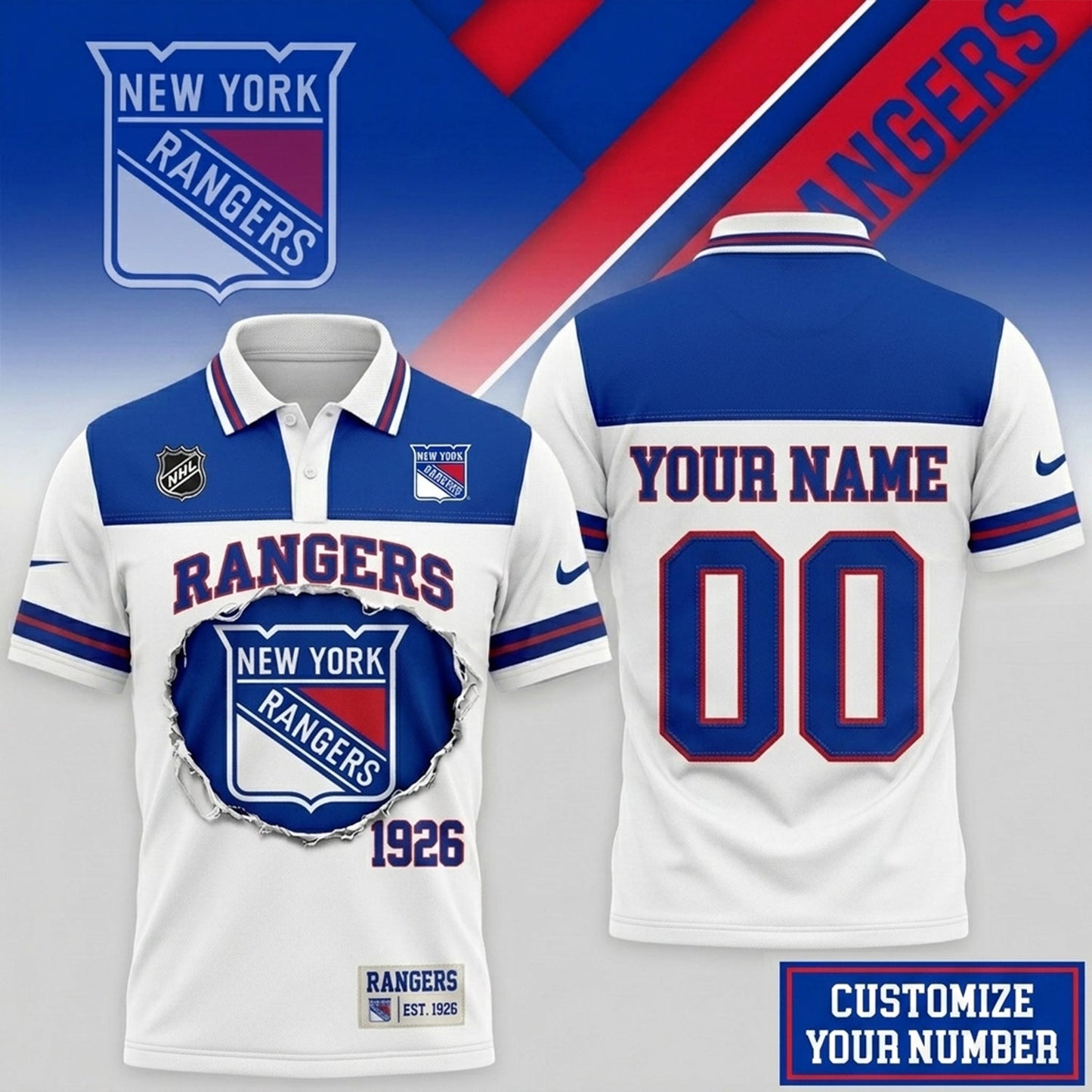 PREMIUM NHL X NYR CLASSIC POLO SHIRT LIMITED EDITIONS NDT NHM 010626