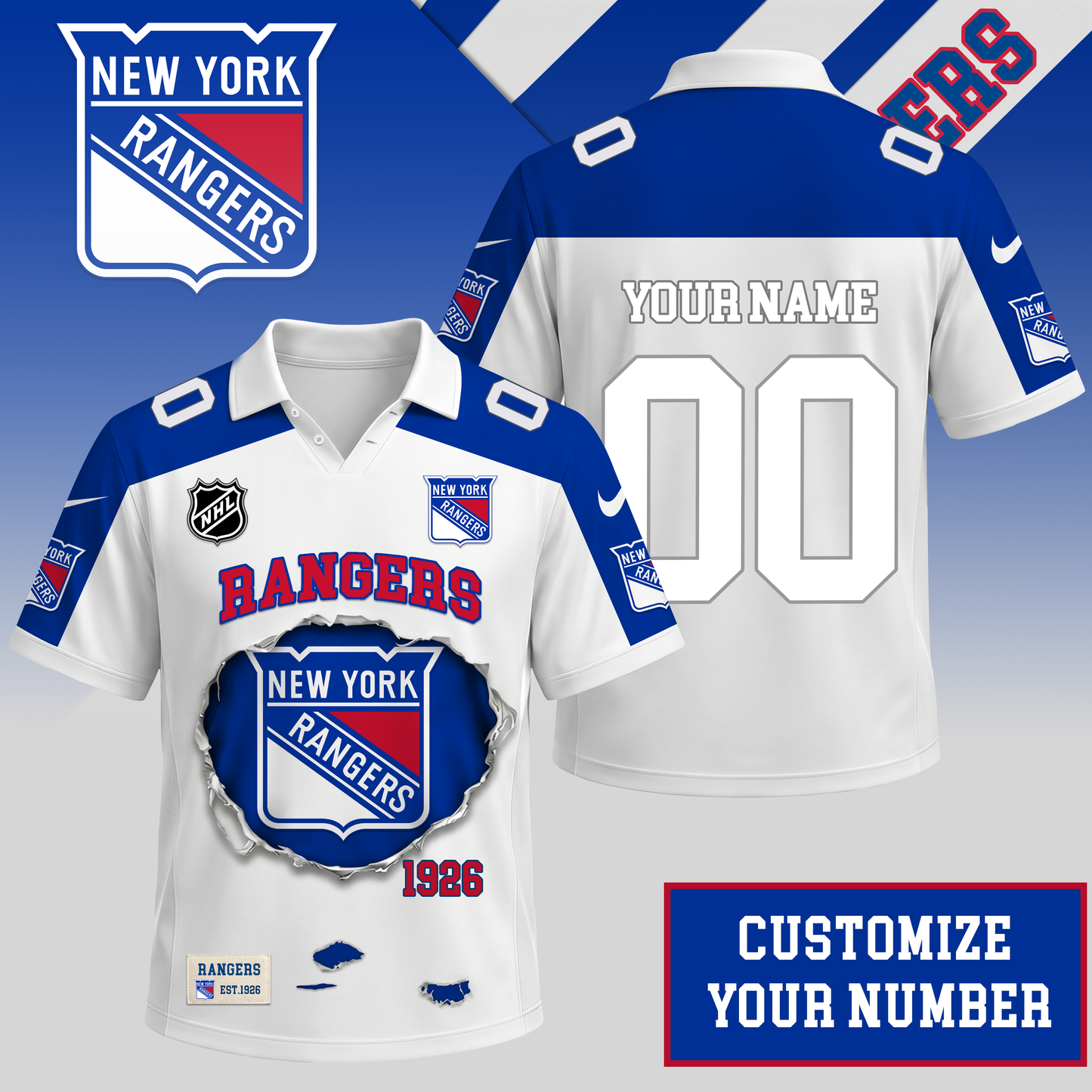 PREMIUM NHL X NYR  Streetwear Polo Shirt Custom Gifts For Fan NDT VHM 010626