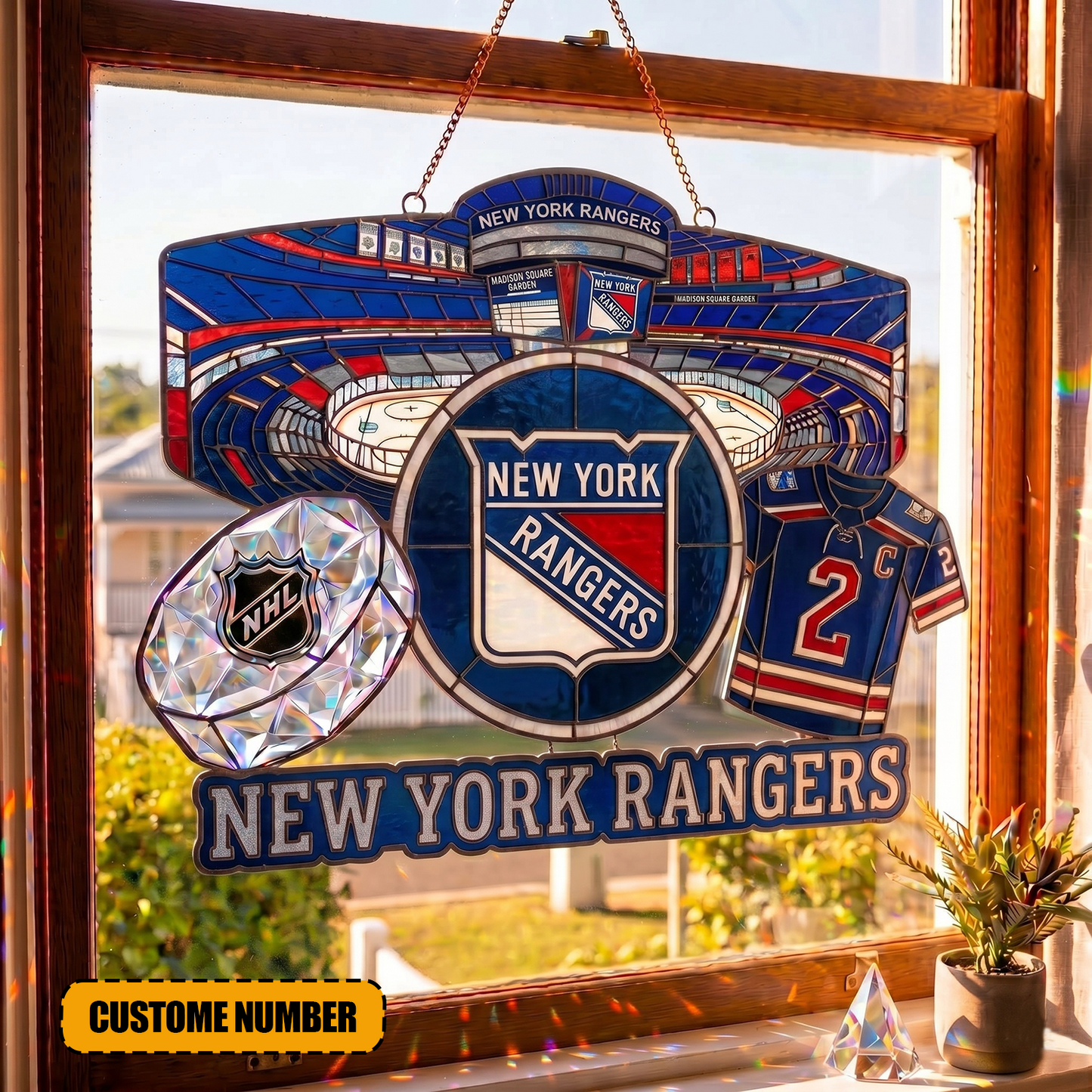 PREMIUM NHL  X NYR Suncatcher Custom  Name  Limited Edition NDT VHM 240426