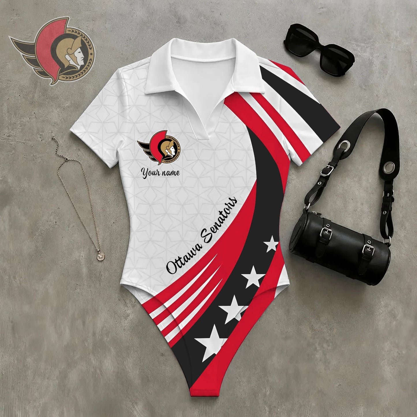 PREMIUM NHL X OS WomenŸ??s Slim-Fit V-Neck Polo Bodysuit NDT NHM 270526