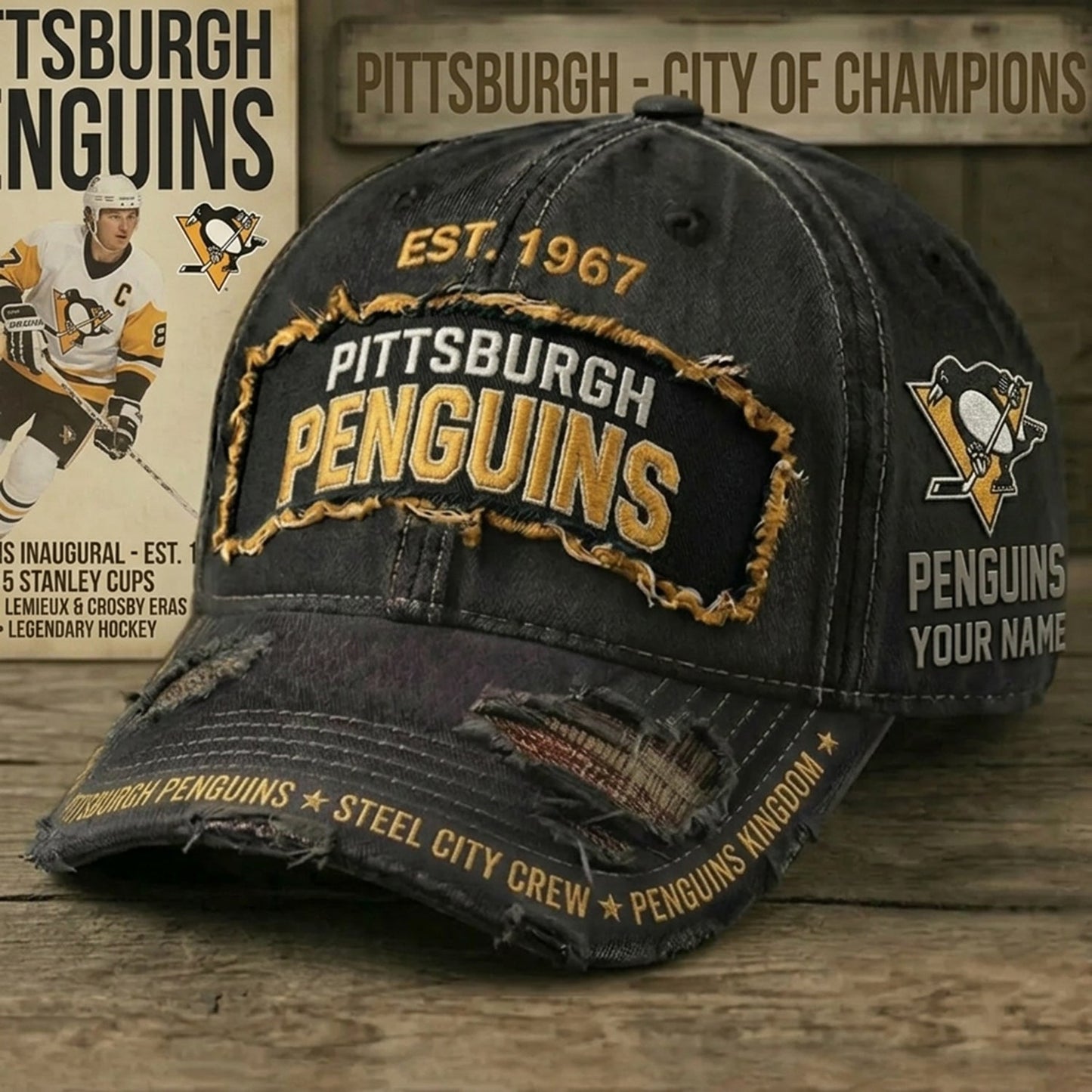 PREMIUM NHL X PP Denim Washed Custom Name HAT NDT NHM 050526