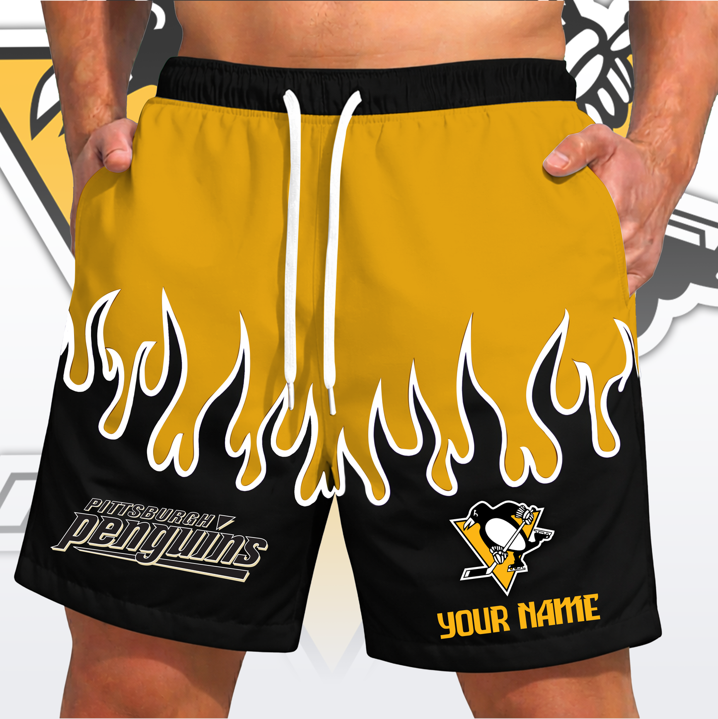 PREMIUM NHL X PP Fire  Flame Short Pants Custom Name Limited Edition NDT VHM 200426