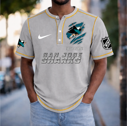 PREMIUM NHL X SJS Crew neck button Henry Shirt Limited Editions NDT VHM 20426