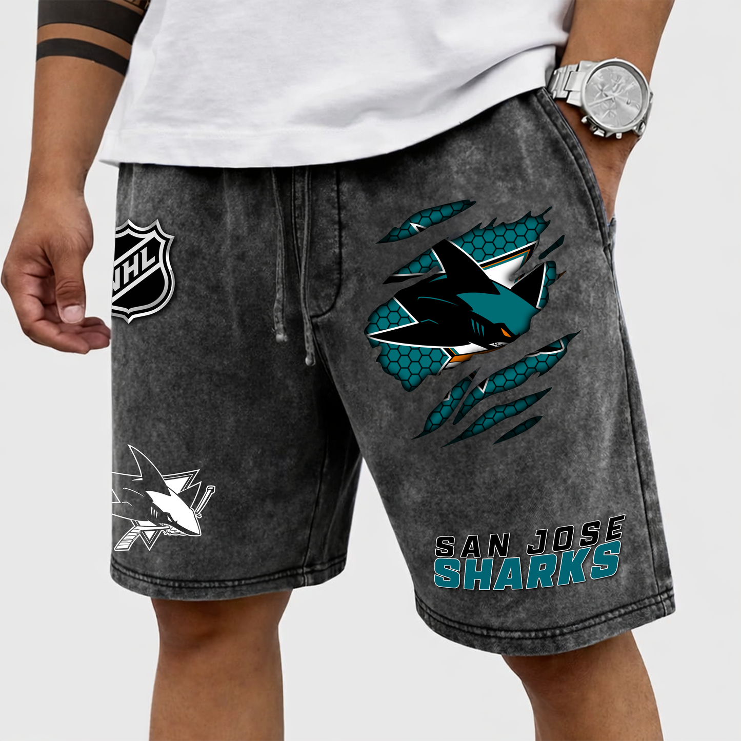 PREMIUM NHL X SJS WASH SHORTS FOR SUMMER HOLIDAY NDT VHM  070426