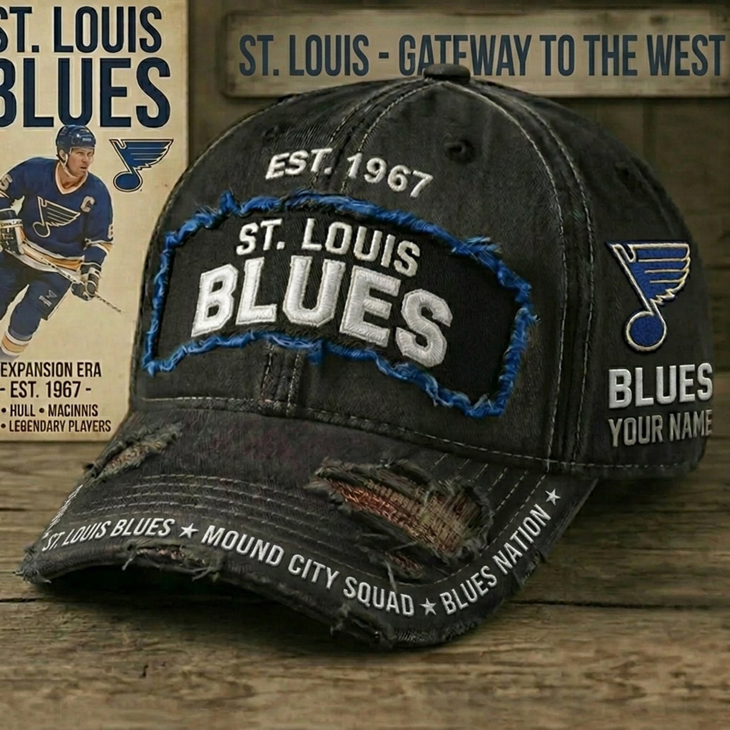 PREMIUM NHL X SLB Denim Washed Custom Name HAT NDT NHM 050526