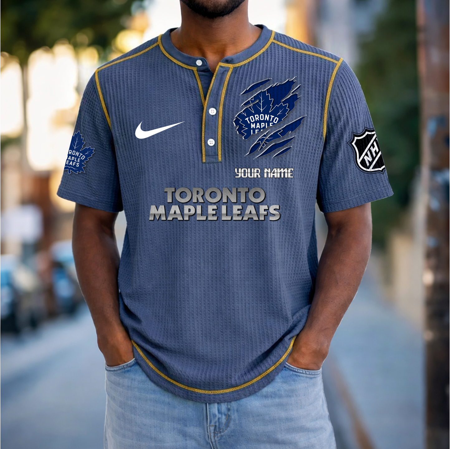 PREMIUM NHL X TML Crew neck button Henry Shirt Limited Editions NDT VHM 20426