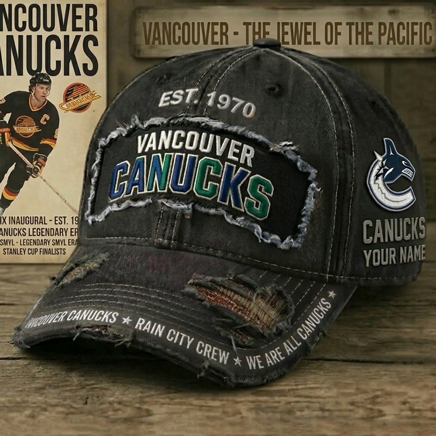 PREMIUM NHL X VC Denim Washed Custom Name HAT NDT NHM 050526