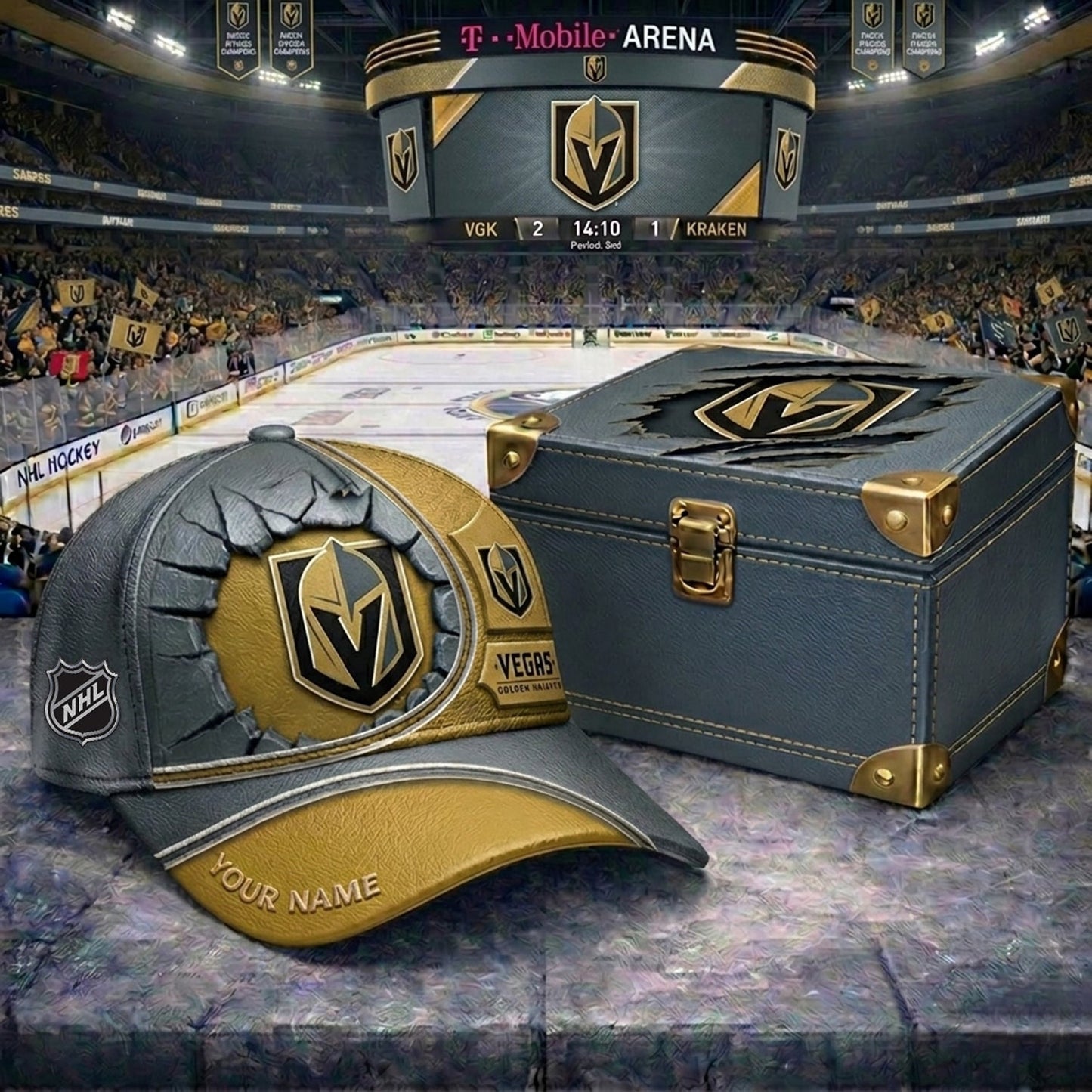 PREMIUM NHL X VGK CRACK CUSTOM NAME HAT V303 NDT NHM 150526