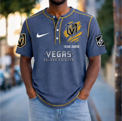 PREMIUM NHL X VGK Crew neck button Henry Shirt Limited Editions NDT VHM 20426