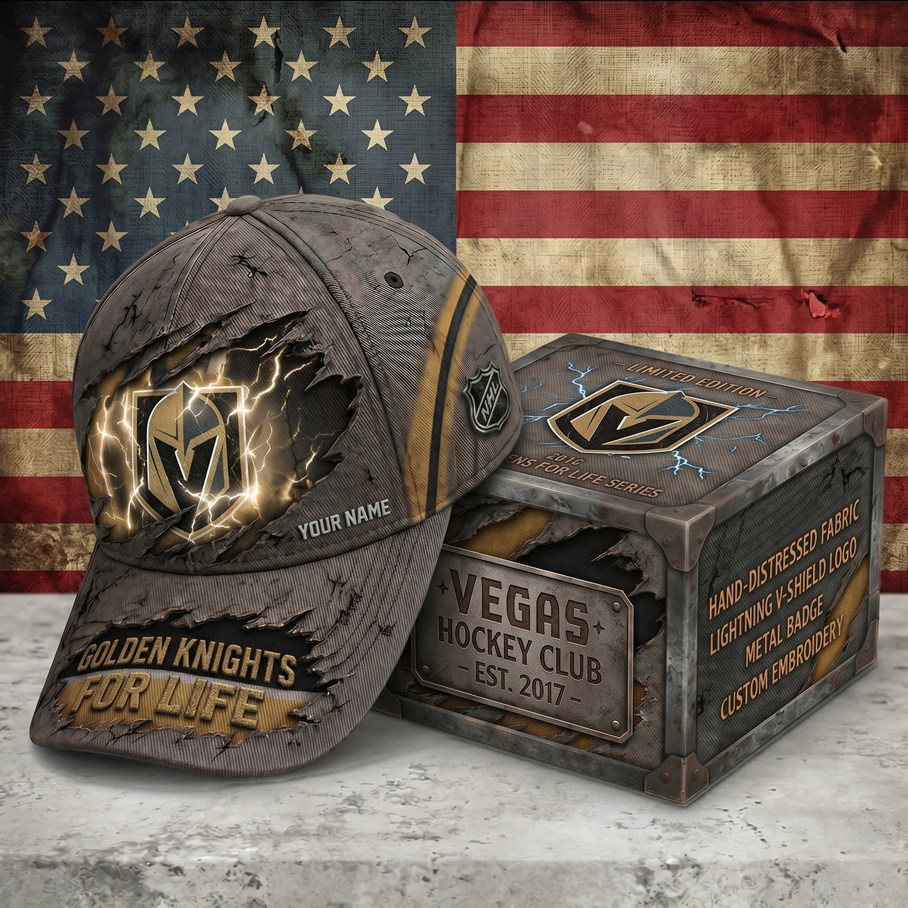 PREMIUM NHL X VGK RETRO VINTAGE CUSTOM NAME HAT LIMIED EDITIONS NDT NTN 190526