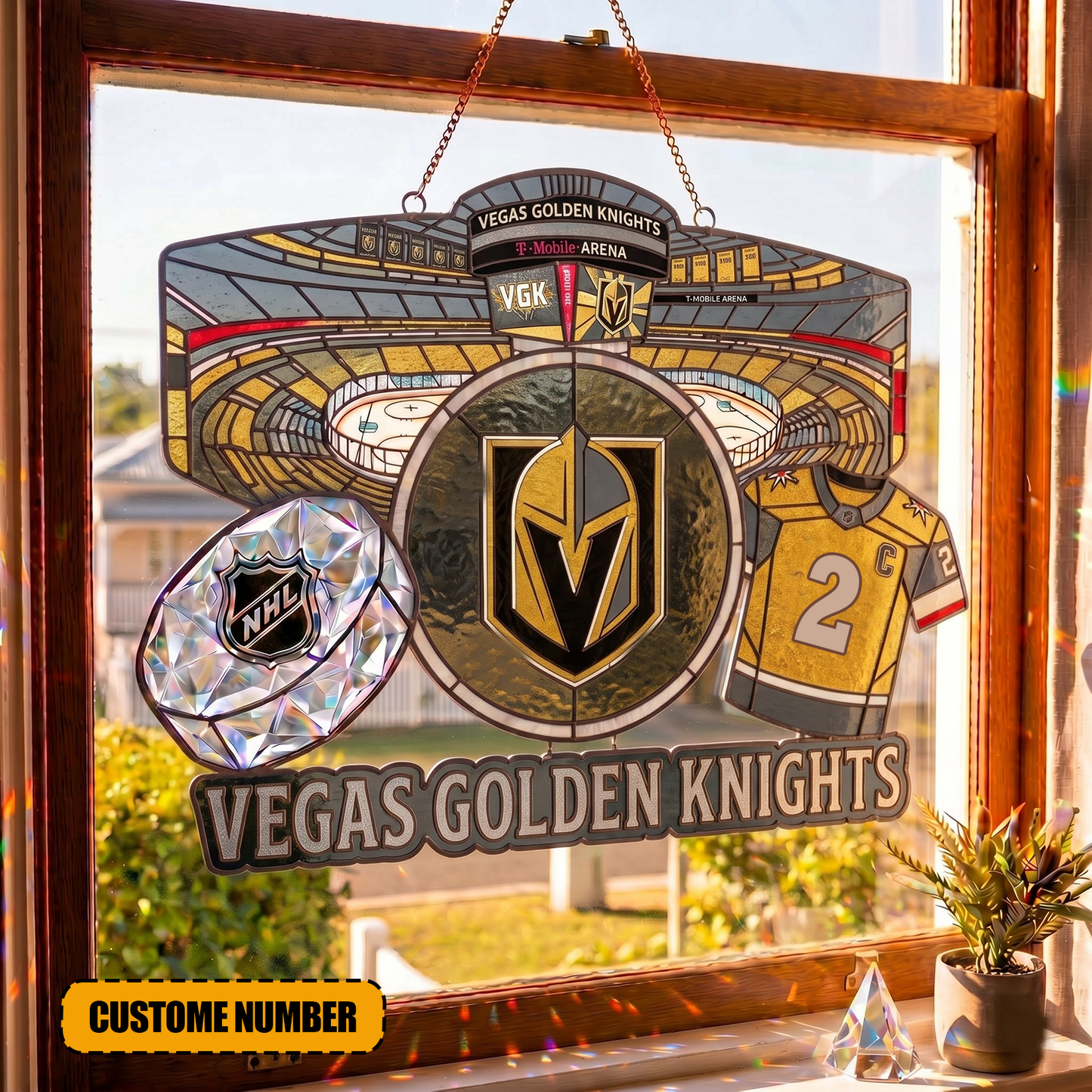 PREMIUM NHL  X VGK Suncatcher Custom Number Limited Edition NDT VHM 240426