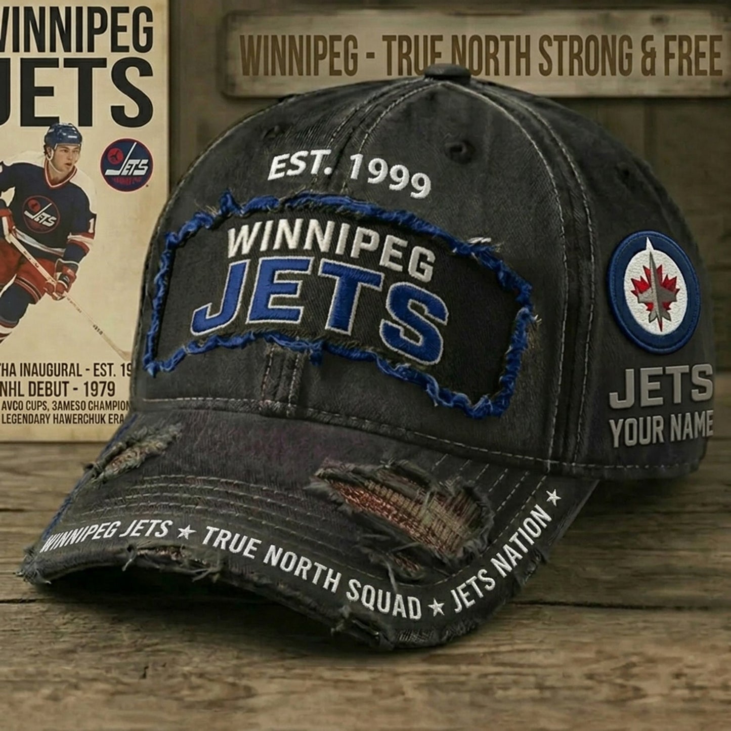 PREMIUM NHL X WJ Denim Washed Custom Name HAT NDT NHM 050526