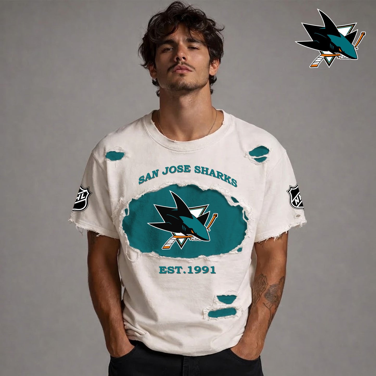 PREMIUM NHL  x SJS RETRO WASH SHIRT NDT NTN 080426