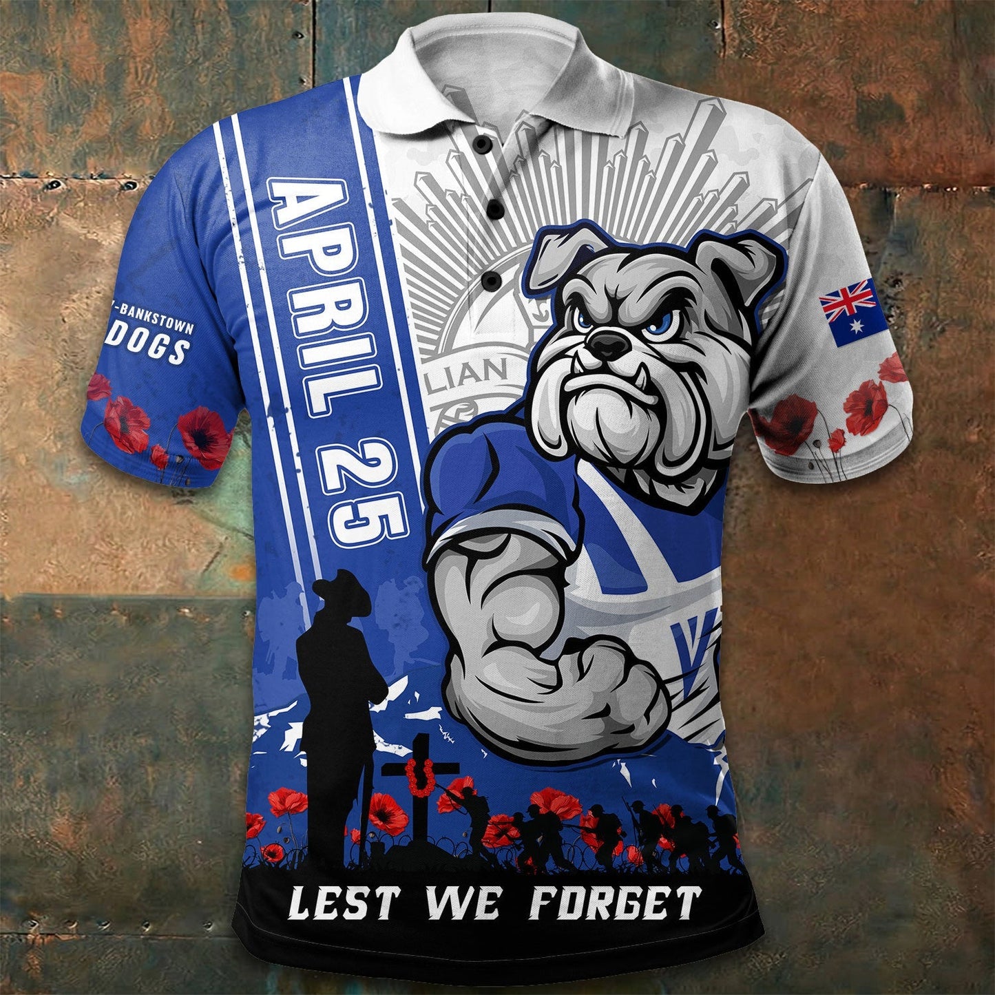 PREMIUM NRL X CB Polo Shirt Anzac Day Lest We Forget Strong Fighting NDT LVH