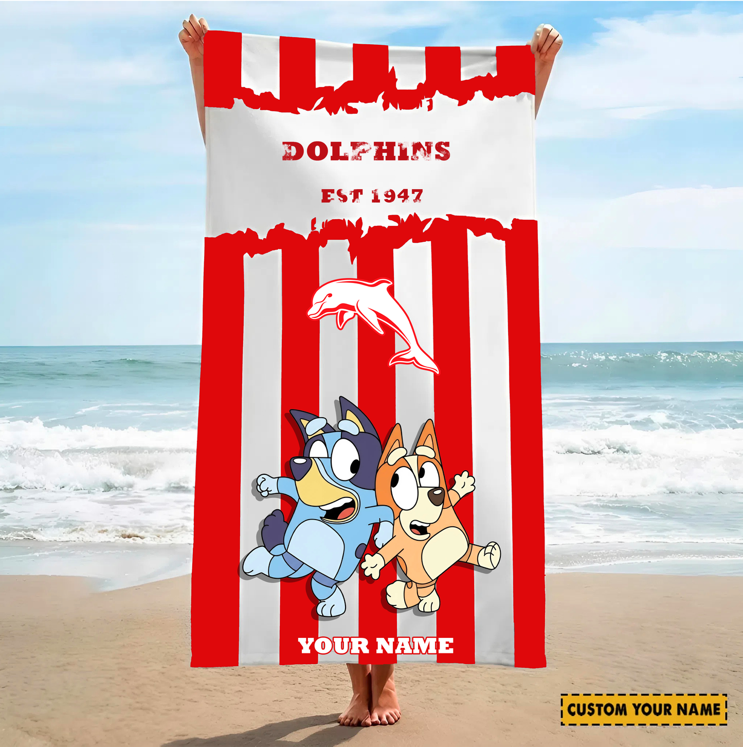 PREMIUM NRL X DOL BLUEY&BINGO  Beach Towel Personalized NDT VHM 280326