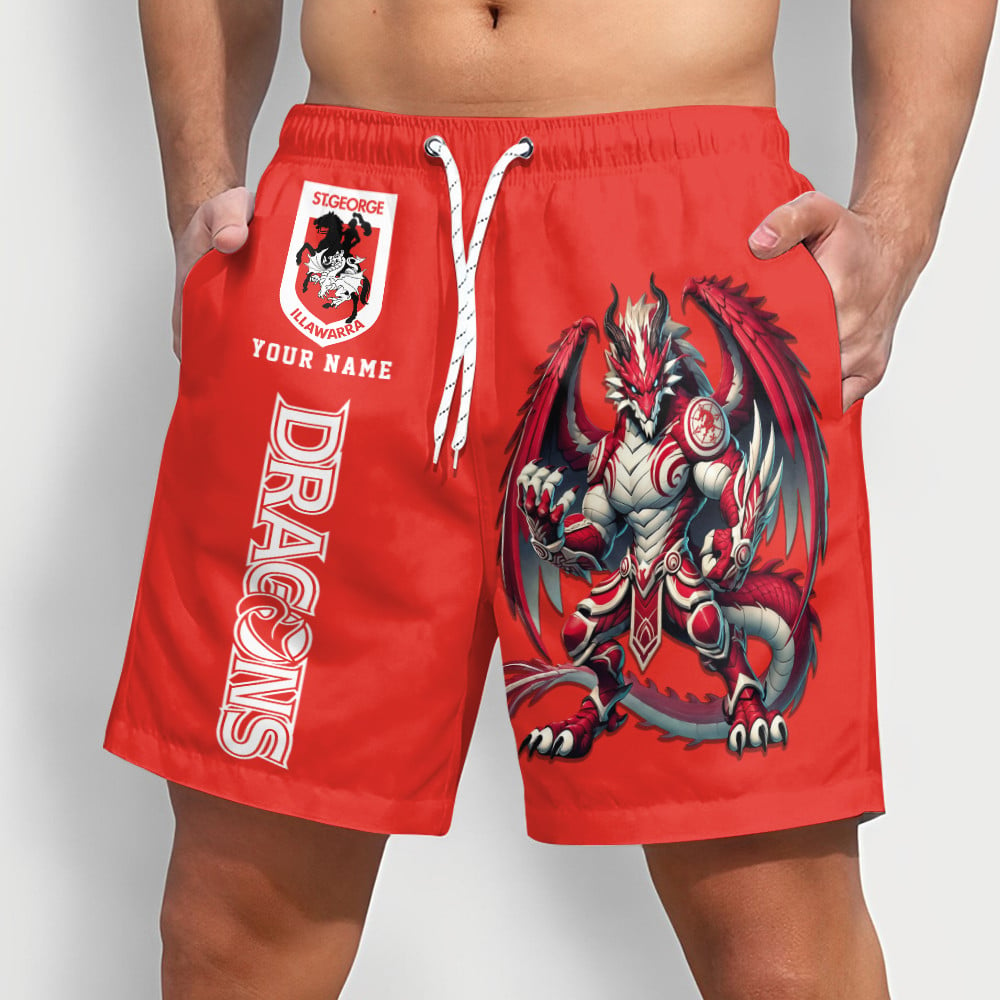 PREMIUM NRL  X DRAGONS Sport Style Mascot Men Short Pants Custom NAME NDT NQK