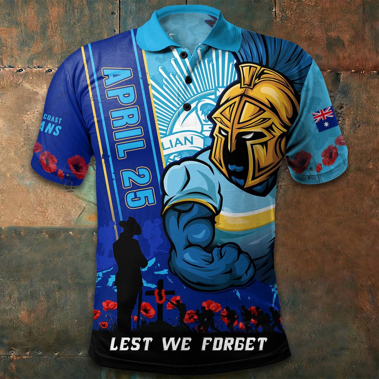 PREMIUM NRL X GCT Polo Shirt Anzac Day Lest We Forget Strong Fighting NDT LVH