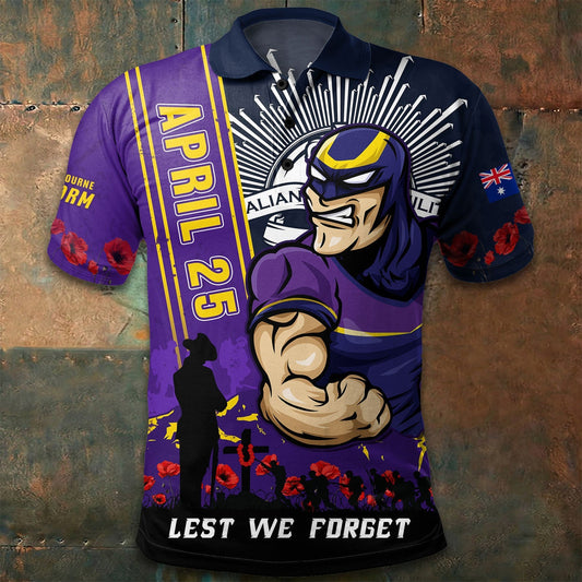 PREMIUM NRL X MS Polo Shirt Anzac Day Lest We Forget Strong Fighting NDT LVH
