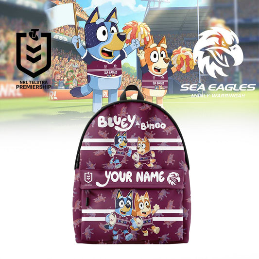 PREMIUM NRL X MSE Bluey and Bingo Back Pack Custom Name For Fans NDT LVH 310326