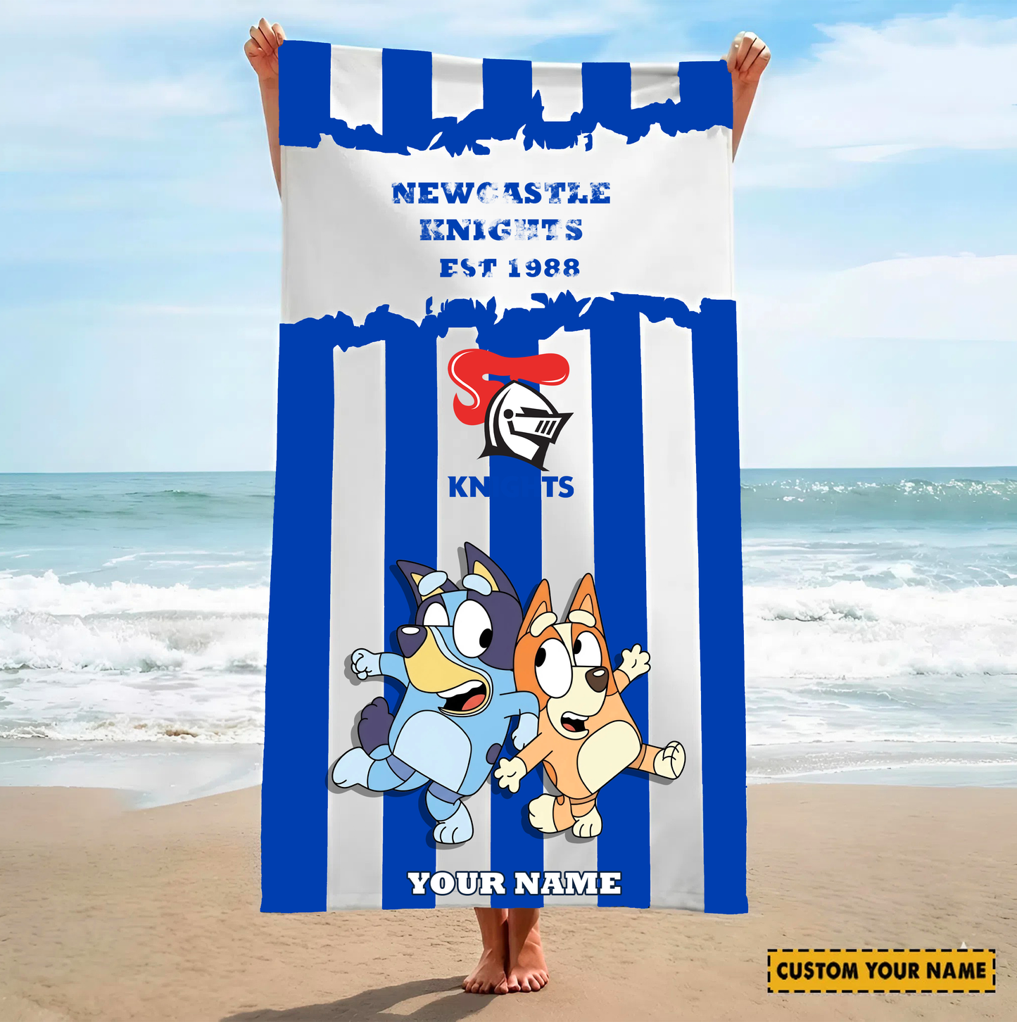 PREMIUM NRL X NK BLUEY&BINGO  Beach Towel Personalized NDT VHM 280326