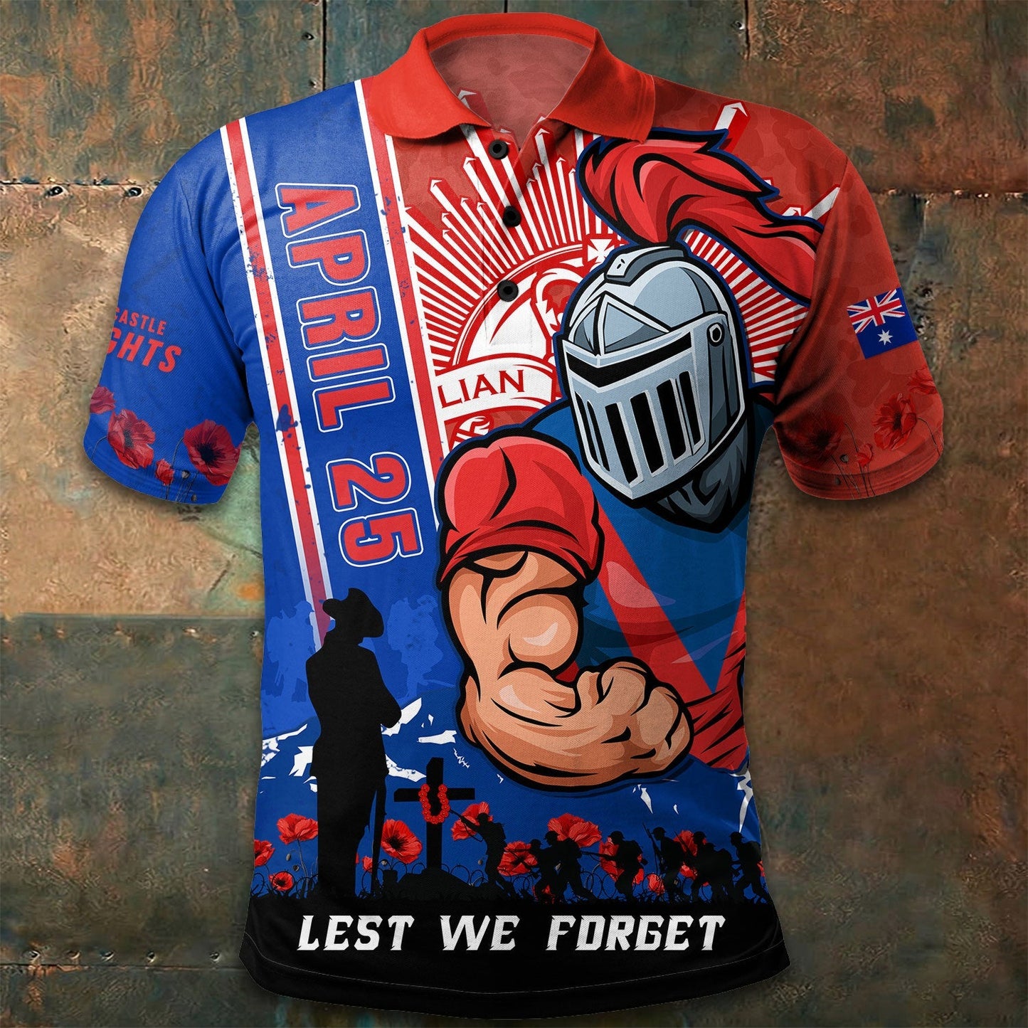 PREMIUM NRL X NK Polo Shirt Anzac Day Lest We Forget Strong Fighting NDT LVH