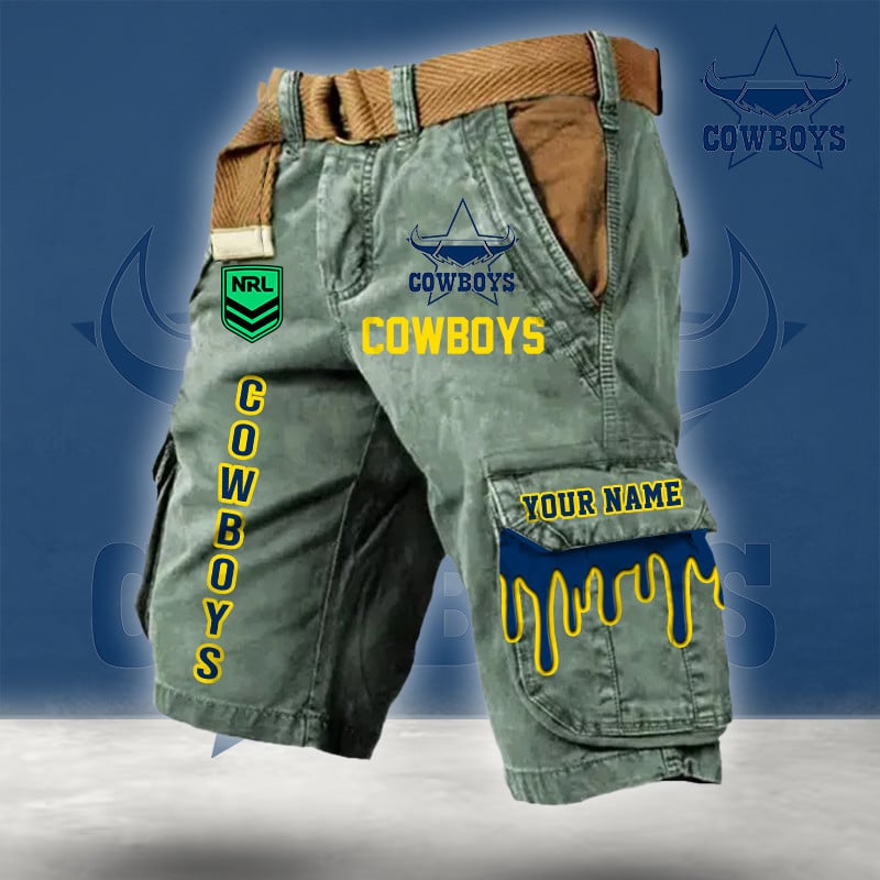 PREMIUM NRL X NQC Cargo Shorts Custom Name Limited Edition NDT LVH