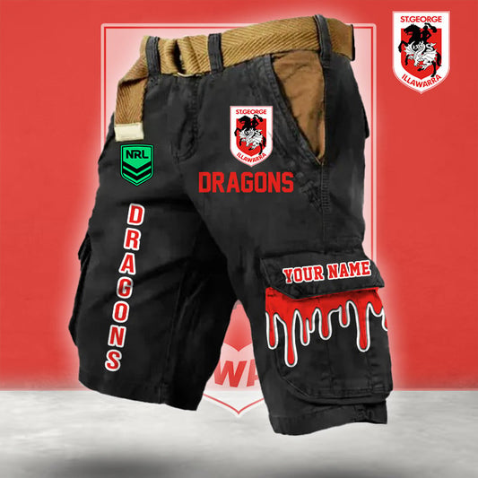 PREMIUM NRL X SID Cargo Shorts Custom Name Limited Edition NDT LVH