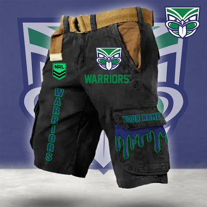 PREMIUM NRL X WAR Cargo Shorts Custom Name Limited Edition NDT LVH