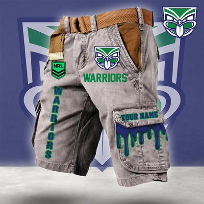 PREMIUM NRL X WAR Cargo Shorts Custom Name Limited Edition NDT LVH